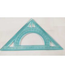 Трикутник рівнобедрений 20 см, прозорий пластик, транспортир E81325