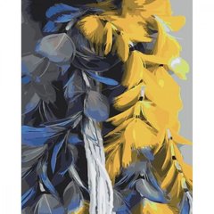Картина по номерам с лаком и уровнем "Желто-голубые перья" MiC Украина