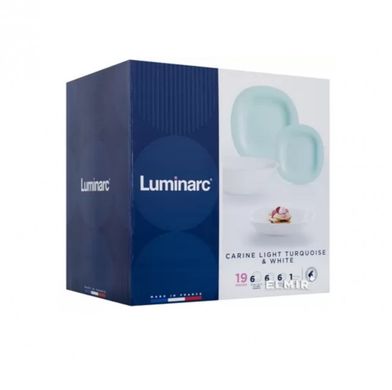 Сервиз столовый Carine Light Turquoise&White 19 предметов Luminarc P7627