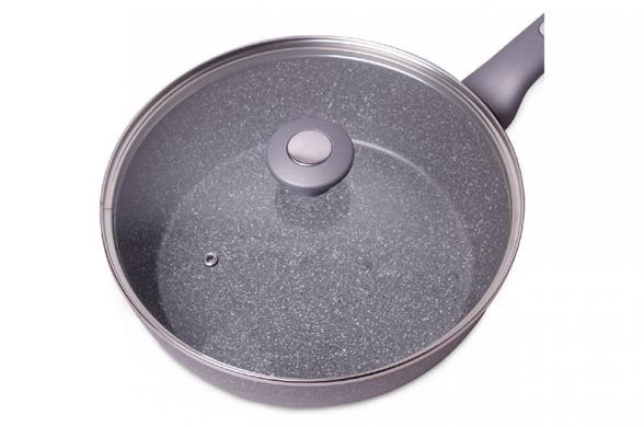 Сковорода антипригарная Kamille - 260 мм Granite глубокая с крышкой (4276GR)