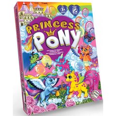 Настольная яркая игра "Princess Pony" по ходам в коробке поле фишки кубик на украинском языке DTG96 Пони