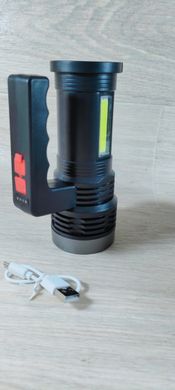 Ліхтар ручний світлодіодний ліхтарик з акумулятором, зарядка від USB, 3 режими роботи, бічний ліхтарик 14,5см С15-54 USB