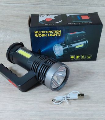 Ліхтар ручний світлодіодний ліхтарик з акумулятором, зарядка від USB, 3 режими роботи, бічний ліхтарик 14,5см С15-54 USB