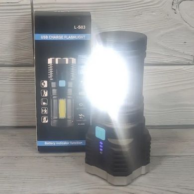 Светодиодный аккумуляторный фонарик L-S03 с USB зарядкой 13,6*5,5 см