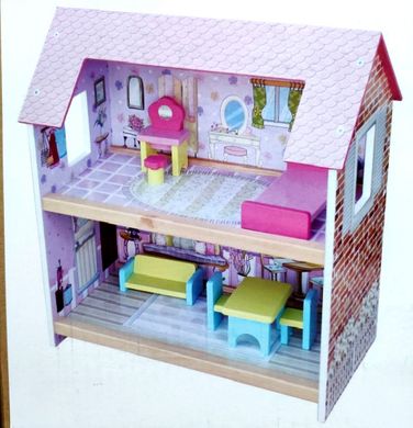 Дерев'яна іграшка Будиночок MD 2048 2 поверхи, 48-44-25см, меблі, в коробці, 66-26,5-8,5см