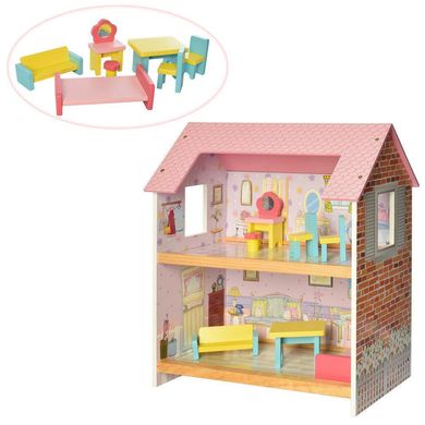 Деревянная игрушка Домик MD 2048 2этажа, 48-44-25см, мебель, в коробке, 66-26,5-8,5см