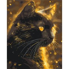 Картина по номерам с красками металлик "Черный кот" 40x50 см Origami Украина