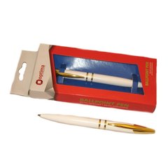Ручка шариковая металлическая 0,7мм со сменным стержнем, синяя, Optima MAMBO белый корпус O17114