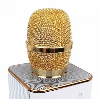 Беспроводной караоке микрофон Q9 с чехлом 24,5см * 7см, аккум, Bluetooth, USB зарядка, в чехле MP3, WMA Золотой