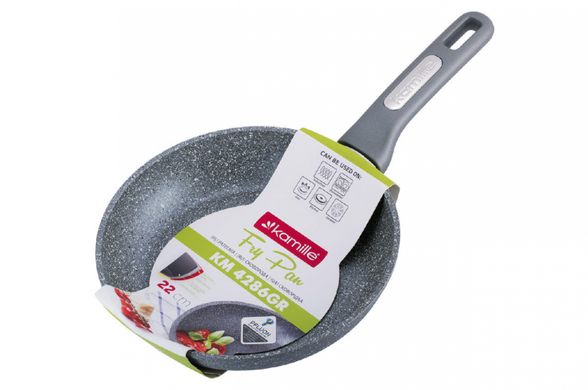 Сковорода антипригарная Kamille - 220 мм Grey Marble (4286GR)