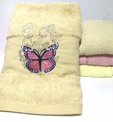 Махровое банное полотенце "Бабочка на цветке" 125*65см, №217
