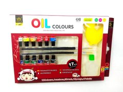 Краски масляные 12 цветов +кисточки + палитра набор красок 2138